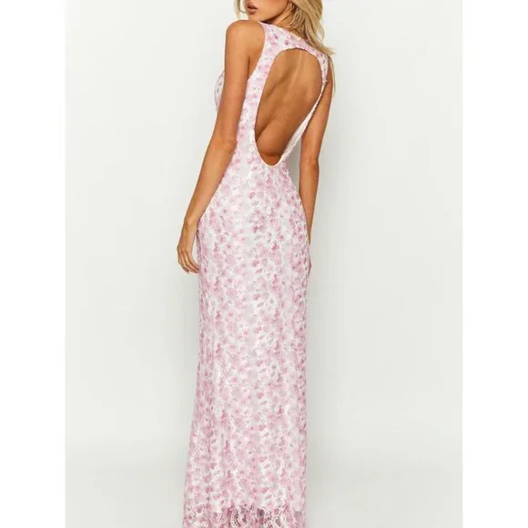 sachin and babi light blue dress Mauve Multi Floral Backless Maxi Dress | Womens | X-Small | 100% Polyester main image 0